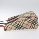 BURBERRY Nova Check Blue Label Tote Bag Canvas Beige Silver Auth BA3843-4