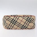 BURBERRY Nova Check Blue Label Tote Bag Canvas Beige Silver Auth BA3843-5