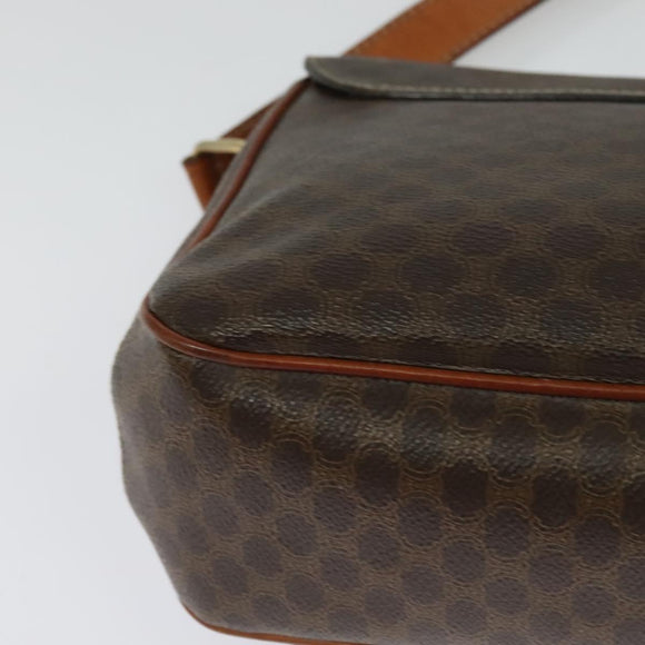 CELINE Macadam Canvas Shoulder Bag PVC Leather Brown Gold Auth BA3852