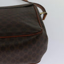 CELINE Macadam Canvas Shoulder Bag PVC Leather Brown Gold Auth BA3852-16