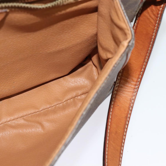 CELINE Macadam Canvas Shoulder Bag PVC Leather Brown Gold Auth BA3852