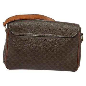 CELINE Macadam Canvas Shoulder Bag PVC Leather Brown Gold Auth BA3852 - 0