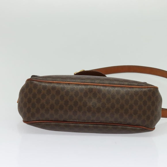 CELINE Macadam Canvas Shoulder Bag PVC Leather Brown Gold Auth BA3852