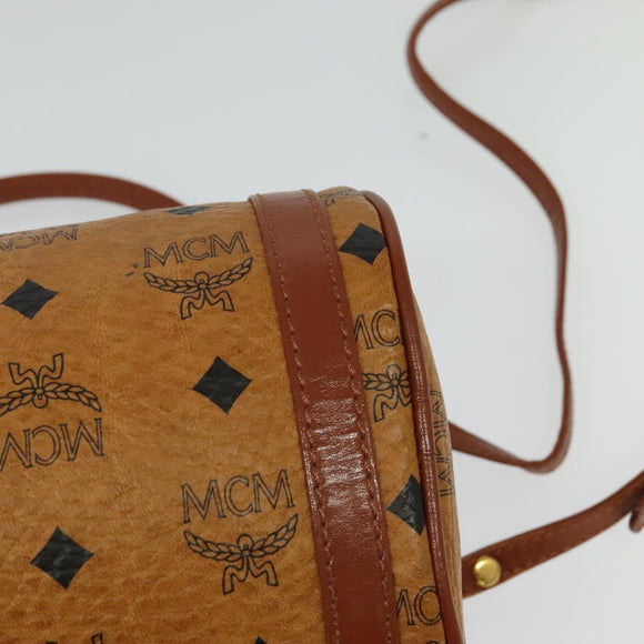 MCM Logogram Vicetos Shoulder Bag PVC Leather Brown Gold Auth BA3856