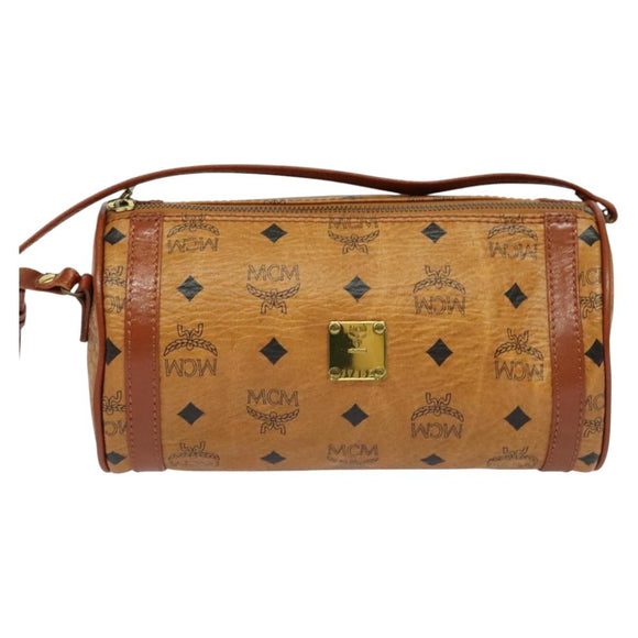 MCM Logogram Vicetos Shoulder Bag PVC Leather Brown Gold Auth BA3856