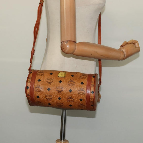 MCM Logogram Vicetos Shoulder Bag PVC Leather Brown Gold Auth BA3856