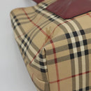 BURBERRY Nova Check Tote Bag PVC Beige Silver Auth BA3864-14
