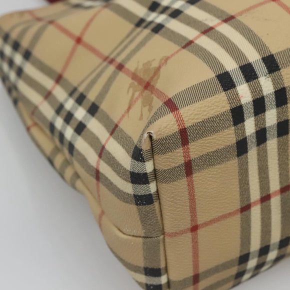 BURBERRY Nova Check Tote Bag PVC Beige Silver Auth BA3864