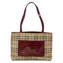 BURBERRY Nova Check Tote Bag PVC Beige Silver Auth BA3864-13