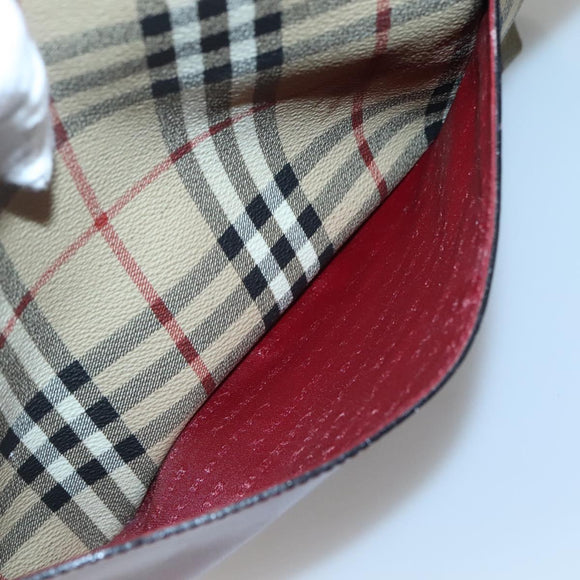 BURBERRY Nova Check Tote Bag PVC Beige Silver Auth BA3864