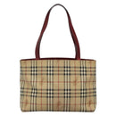 BURBERRY Nova Check Tote Bag PVC Beige Silver Auth BA3864-2