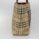 BURBERRY Nova Check Tote Bag PVC Beige Silver Auth BA3864-3