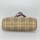 BURBERRY Nova Check Tote Bag PVC Beige Silver Auth BA3864-5