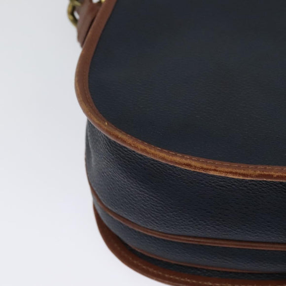 Burberrys Shoulder Bag Leather PVC Navy Gold Auth BA3865