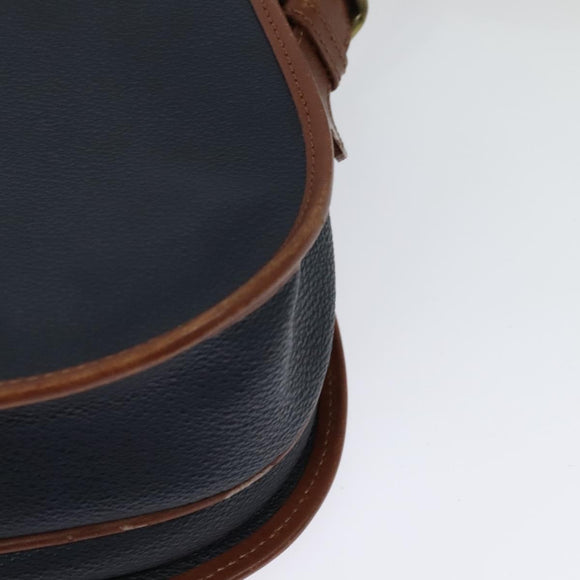 Burberrys Shoulder Bag Leather PVC Navy Gold Auth BA3865