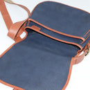 Burberrys Shoulder Bag Leather PVC Navy Gold Auth BA3865-10