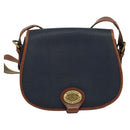 Burberrys Shoulder Bag Leather PVC Navy Gold Auth BA3865-13