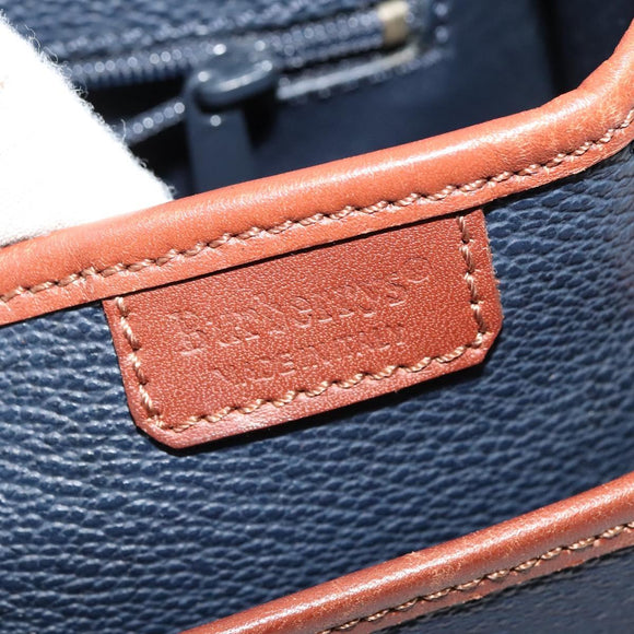 Burberrys Shoulder Bag Leather PVC Navy Gold Auth BA3865