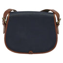 Burberrys Shoulder Bag Leather PVC Navy Gold Auth BA3865-2