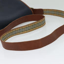 Burberrys Shoulder Bag Leather PVC Navy Gold Auth BA3865-7