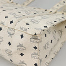 MCM Logogram Vicetos Shoulder Bag PVC Leather White Gold Auth BA3867-15