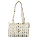 MCM Logogram Vicetos Shoulder Bag PVC Leather White Gold Auth BA3867-13