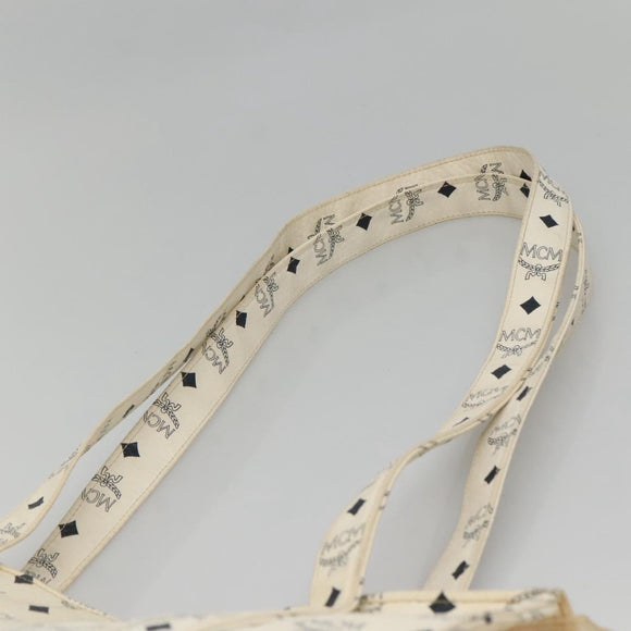 MCM Logogram Vicetos Shoulder Bag PVC Leather White Gold Auth BA3867