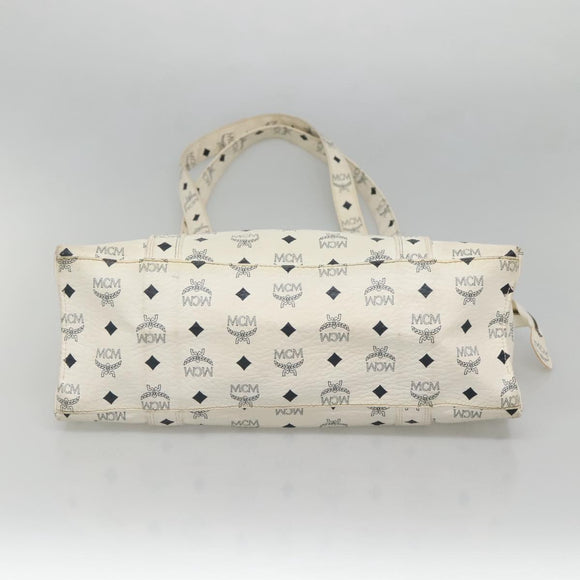 MCM Logogram Vicetos Shoulder Bag PVC Leather White Gold Auth BA3867