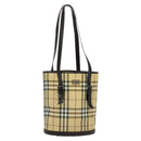 BURBERRY Nova Check Shoulder Bag PVC Beige Auth BA3875-1