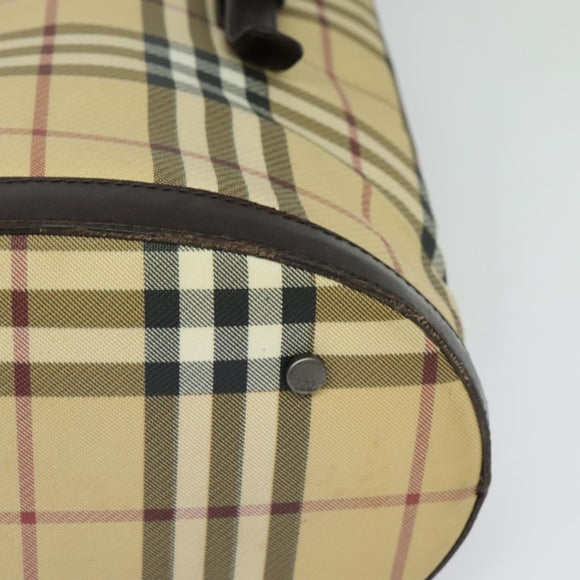 BURBERRY Nova Check Shoulder Bag PVC Beige Auth BA3875