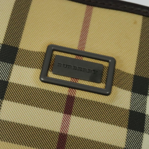 BURBERRY Nova Check Shoulder Bag PVC Beige Auth BA3875