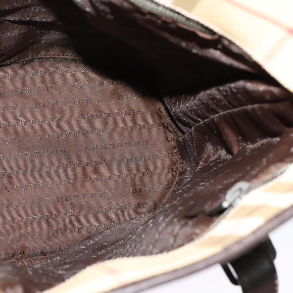 BURBERRY Nova Check Shoulder Bag PVC Beige Auth BA3875