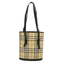 BURBERRY Nova Check Shoulder Bag PVC Beige Auth BA3875-2