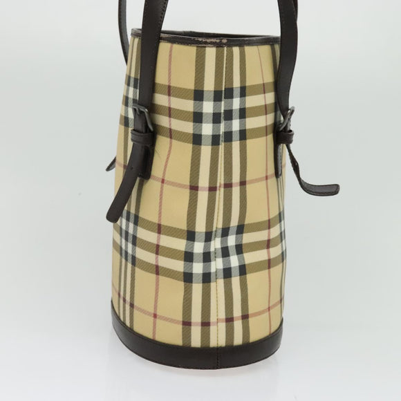 BURBERRY Nova Check Shoulder Bag PVC Beige Auth BA3875