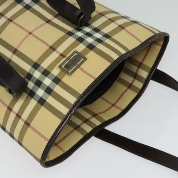 BURBERRY Nova Check Shoulder Bag PVC Beige Auth BA3875