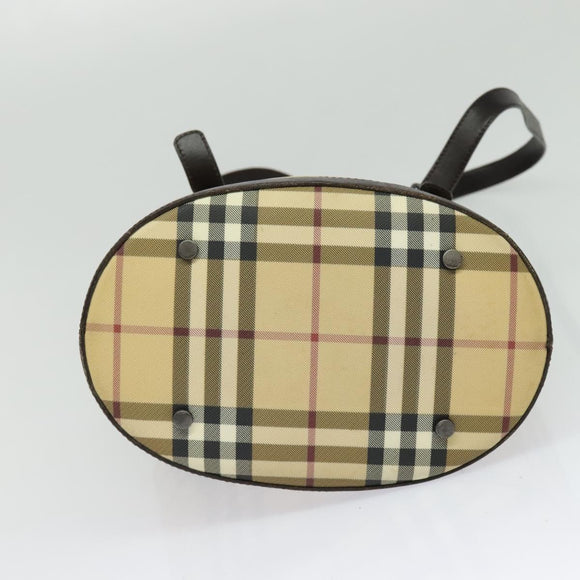 BURBERRY Nova Check Shoulder Bag PVC Beige Auth BA3875