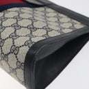 GUCCI GG Supreme Sherry Line Clutch Bag PVC Navy 37 014 2125 Auth BA3876-10