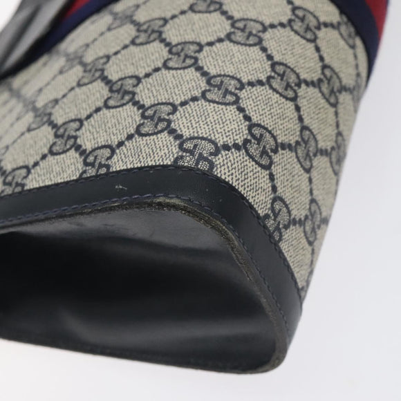 GUCCI GG Supreme Sherry Line Clutch Bag PVC Navy 37 014 2125 Auth BA3876