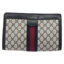 GUCCI GG Supreme Sherry Line Clutch Bag PVC Navy 37 014 2125 Auth BA3876-2
