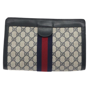 GUCCI GG Supreme Sherry Line Clutch Bag PVC Navy 37 014 2125 Auth BA3876 - 0