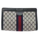 GUCCI GG Supreme Sherry Line Clutch Bag PVC Navy 37 014 2125 Auth BA3876-3