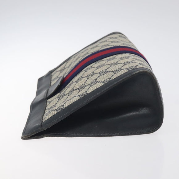 GUCCI GG Supreme Sherry Line Clutch Bag PVC Navy 37 014 2125 Auth BA3876