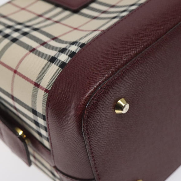 BURBERRY Nova Check Shoulder Bag Canvas Beige Gold Auth BA3879