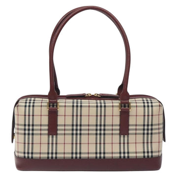 BURBERRY Nova Check Shoulder Bag Canvas Beige Gold Auth BA3879 - 0