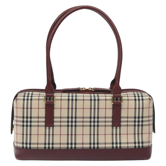 BURBERRY Nova Check Shoulder Bag Canvas Beige Gold Auth BA3879