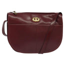 Christian Dior Shoulder Bag Leather Bordeaux Gold Auth BA3901-1
