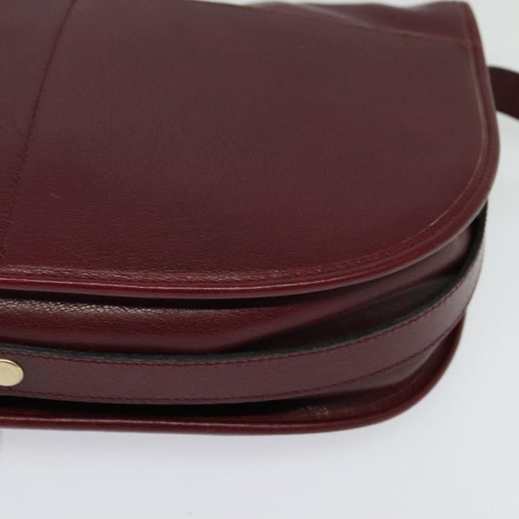 Christian Dior Shoulder Bag Leather Bordeaux Gold Auth BA3901