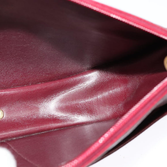 Christian Dior Shoulder Bag Leather Bordeaux Gold Auth BA3901