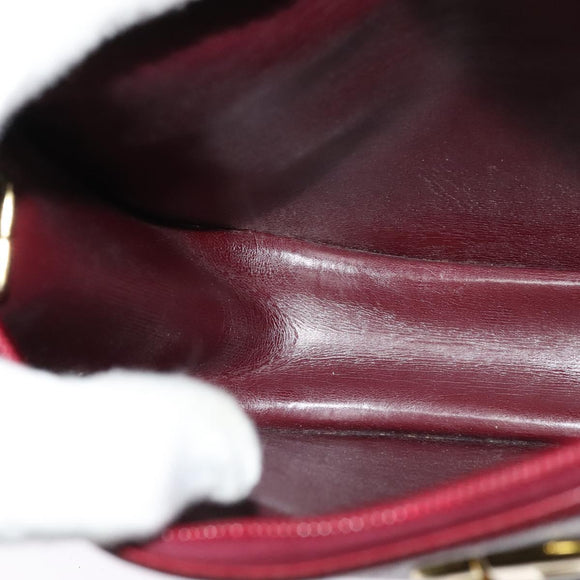 Christian Dior Shoulder Bag Leather Bordeaux Gold Auth BA3901