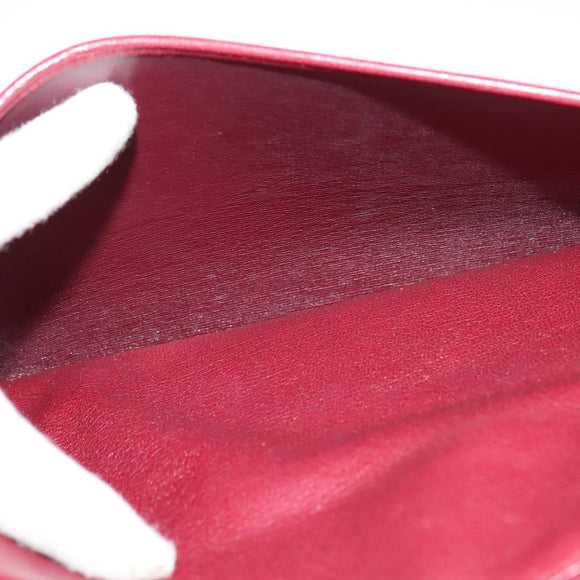 Christian Dior Shoulder Bag Leather Bordeaux Gold Auth BA3901